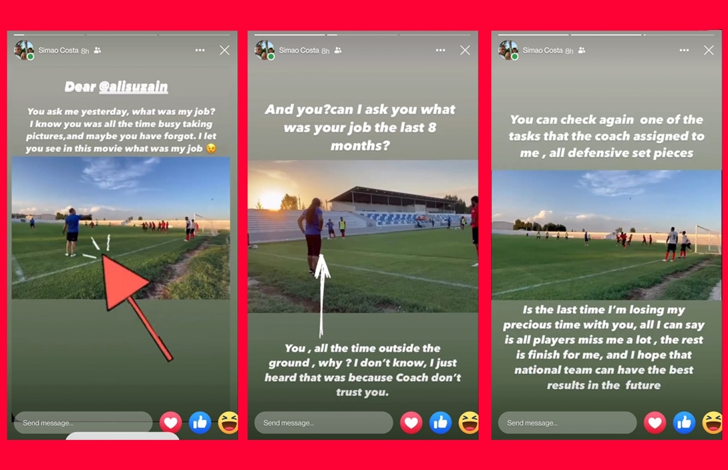 ސިމާއޯ އޭނާގެ މީސްމީޑިއާ އެކައުންޓުތަކުގެ ސްޓޯރީގައި ހިއްސާ ކޮށްފައިވާ ވާހަކަތަކުގެ ސްކްރީންޝޮޓެއް.