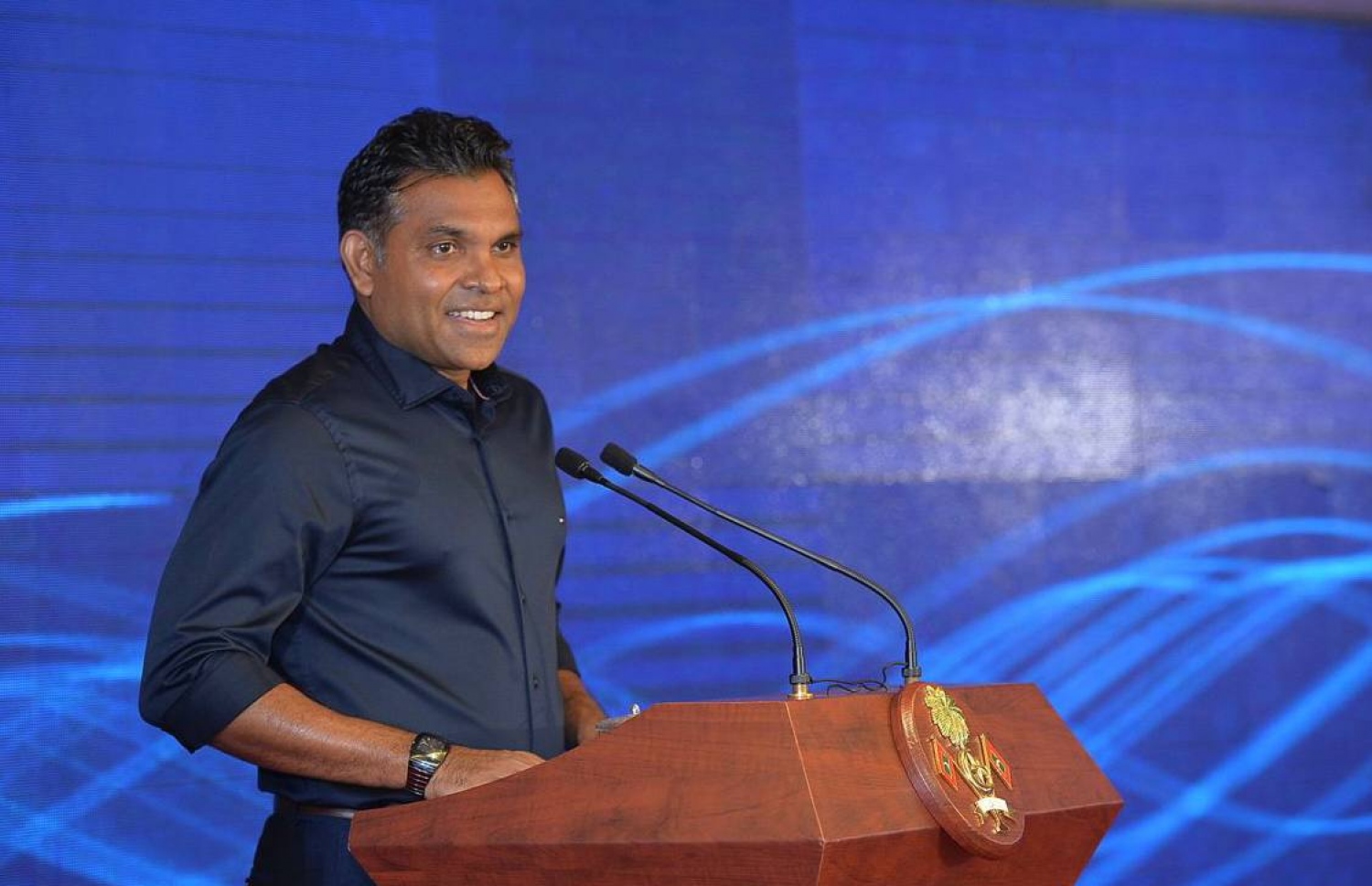 ނައިބު ރައީސް ފައިސަލް ނަސީމް ރޭގެ ރަސްމިއްޔާތުގައި ވާހަކަފުޅު ދައްކަވަނީ ---ފޮޓޯ: އެސްޓީއޯ