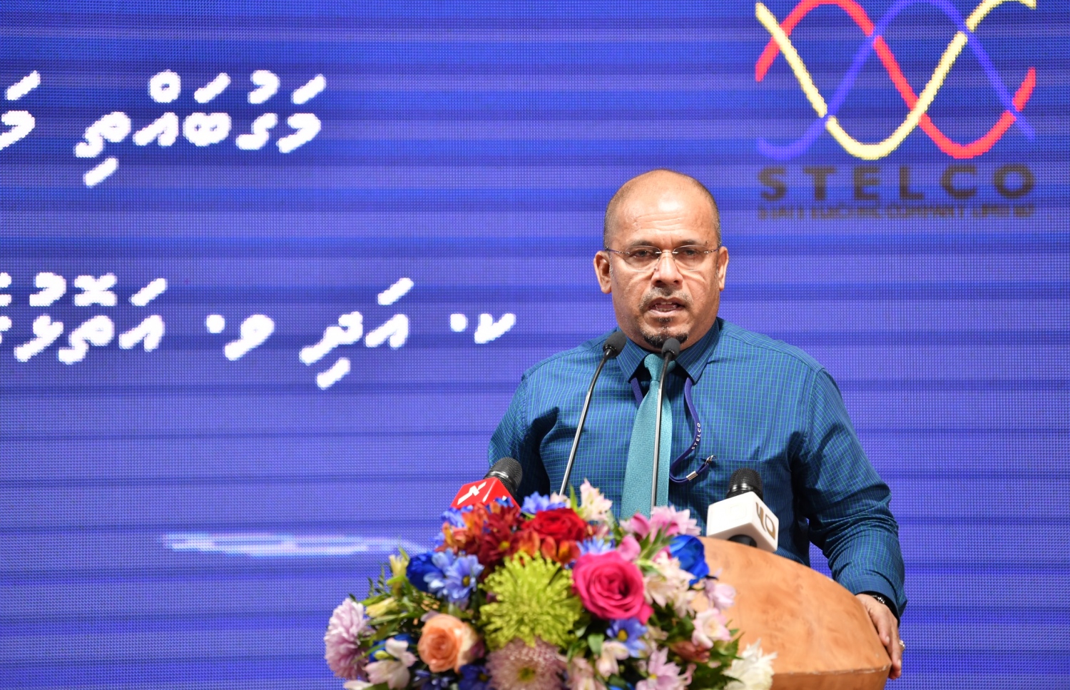 މިއަދު ބޭއްވި ރަސްމިއްޔާތުގައި ސްޓެލްކޯގެ އެމްޑީ ޝަރީފް ވާހަކަ ދައްކަވަނީ --ފޮޓޯ: ނިޝާން އަލީ | މިހާރު