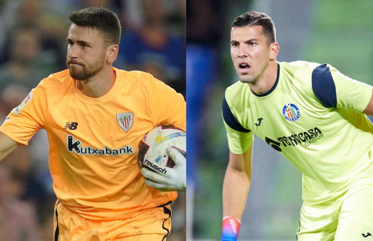 ސްޕެއިން ގައުމީ ޓީމުގެ މިހާރުގެ އެއް ނަމްބަރު ކީޕަރު ސިމޮން (ވ) އަދި، ގެޓާގޭގެ ކީޕަރު ސޯރިއާ (ކ).-- ފޮޓޯ: އިމާގޯ/އަލްފޯސްޕޯޓް