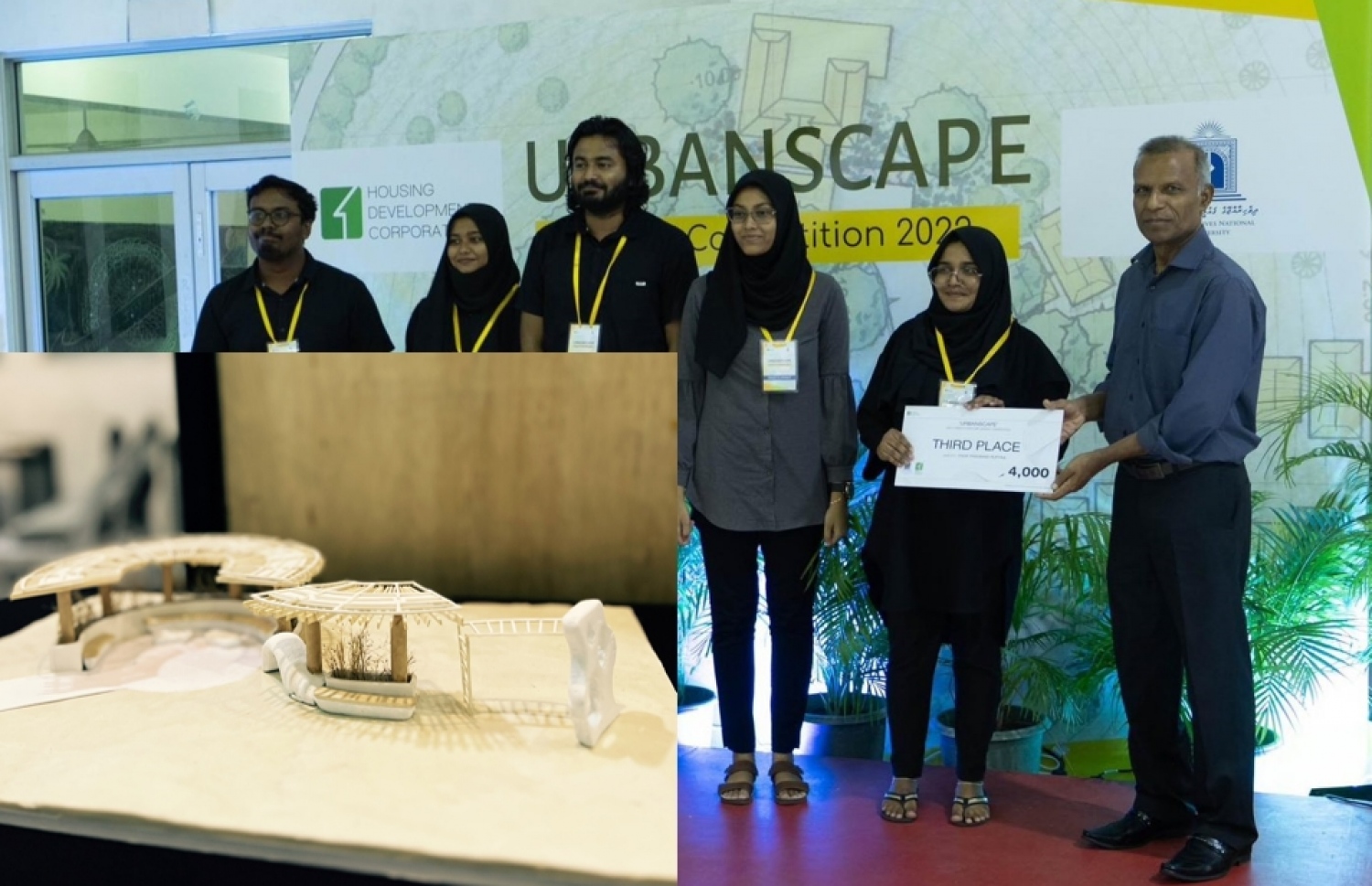 ތިން ވަނަ އަށް ދިޔަ ޓީމުގެ ދަރިވަރުންނާއި އެ ދަރިވަރުންގެ ޑިޒައިންގެ މޮޑޭލް ---ފޮޓޯ: އެމްއެންޔޫ