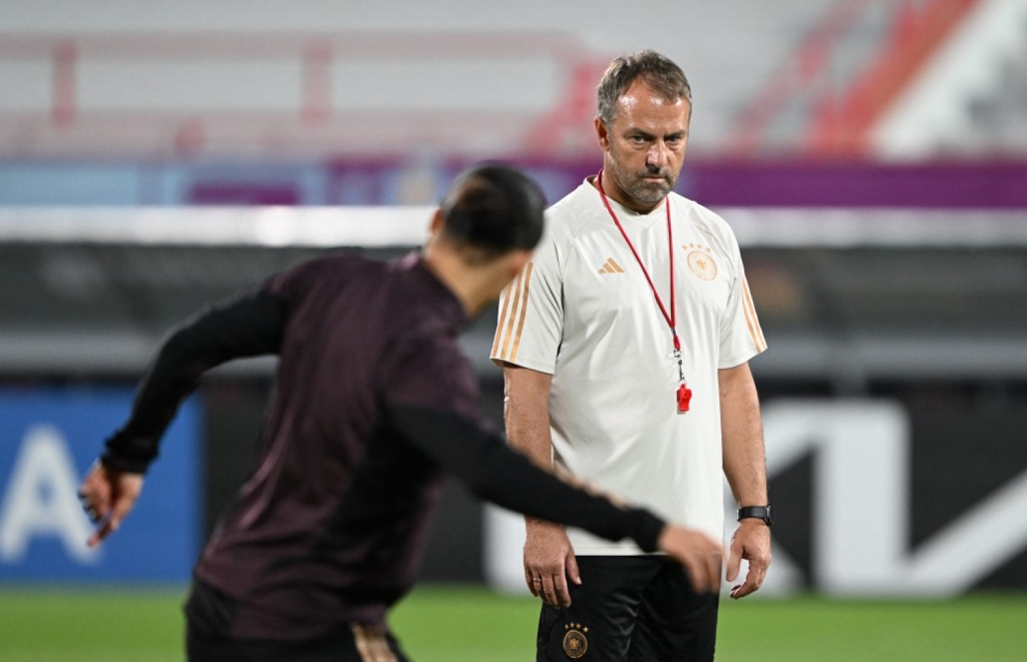 ގުރޫޕް ސްޓޭޖުގެ ފަހު މެޗުގެ ކުރިން ޖަރުމަނުން ކުރިއަށް ގެންދިޔަ ފަރިތަކުރުންތަކުގައި ފްލިކް.-- ފޮޓޯ: އޭއެފްޕީ