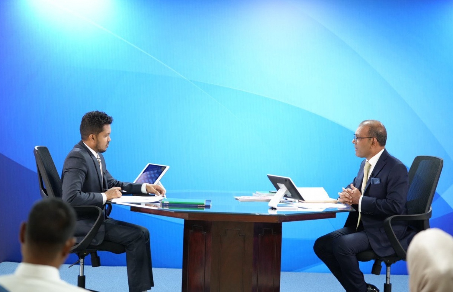 މިއަދު ރައްޔިތުންގެ މަޖިލީހުން ބޭއްވި އާސްކް ސްޕީކާ ޕްރޮގްރާމުގައި އާންމުންގެ ސުވާލުތަކަށް ނަޝީދު ޖަވާބު ދެއްވަނީ -- ފޮޓޯ: މަޖިލިސް