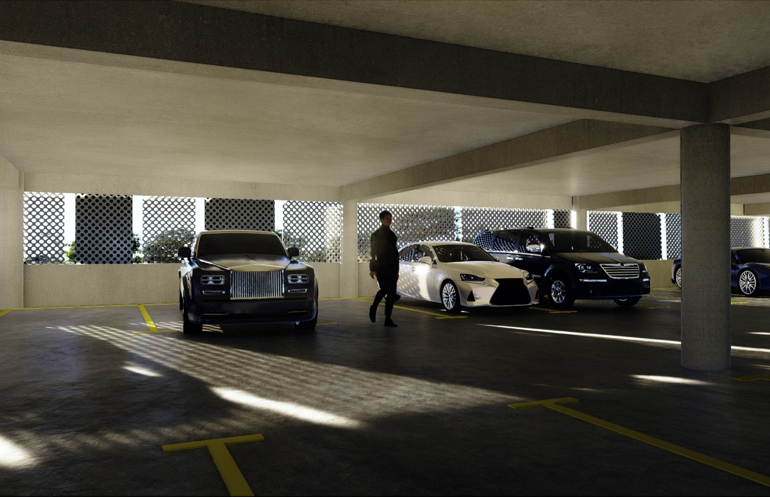 ވަން ޕާކިންގައި ވެހިކަލް ޕާކު ކޮށްފައި ހުންނާނެ ގޮތް. އެތަން ގާތްގަނޑަކަށް 18 މަސް ދުވަހުން ނިންމާނެ ކަމަށް އެކުންފުނިން ބުނޭ-- ފޮޓޯ: ދަމާސް