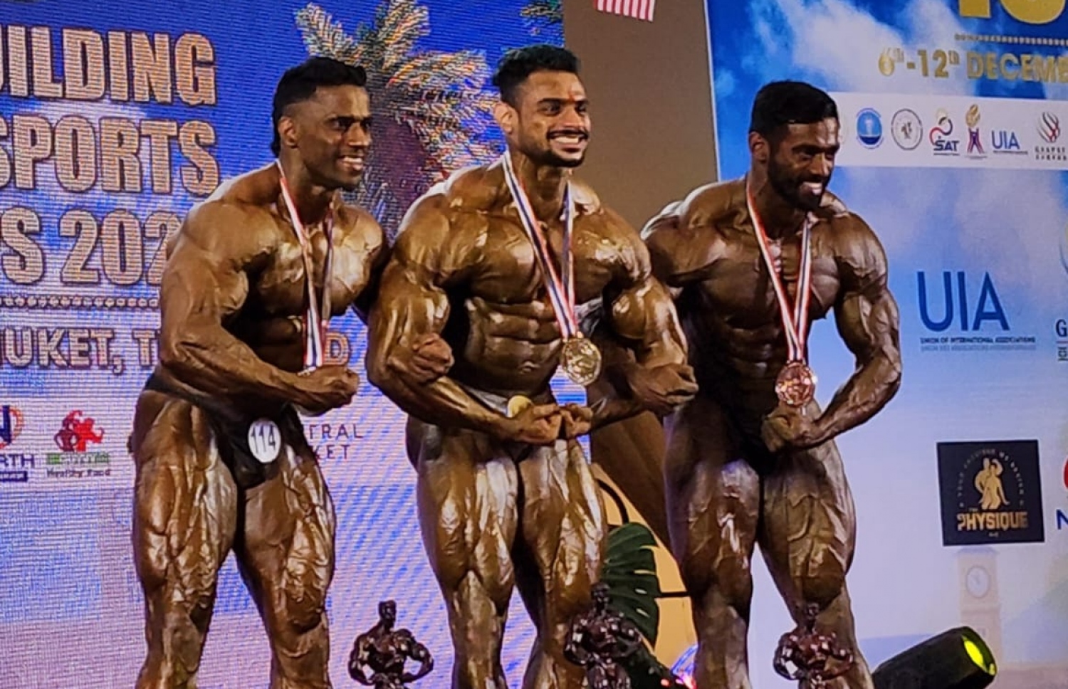 ބޮޑީ ބިލްޑިން ސުޕަ 90 ކިލޯގެކެޓަގަރީން މެޑަލް ހޯދި ތިން އެތުލީޓުންގެގެ ފޮޓޯގައި ޔާމީން ކ)