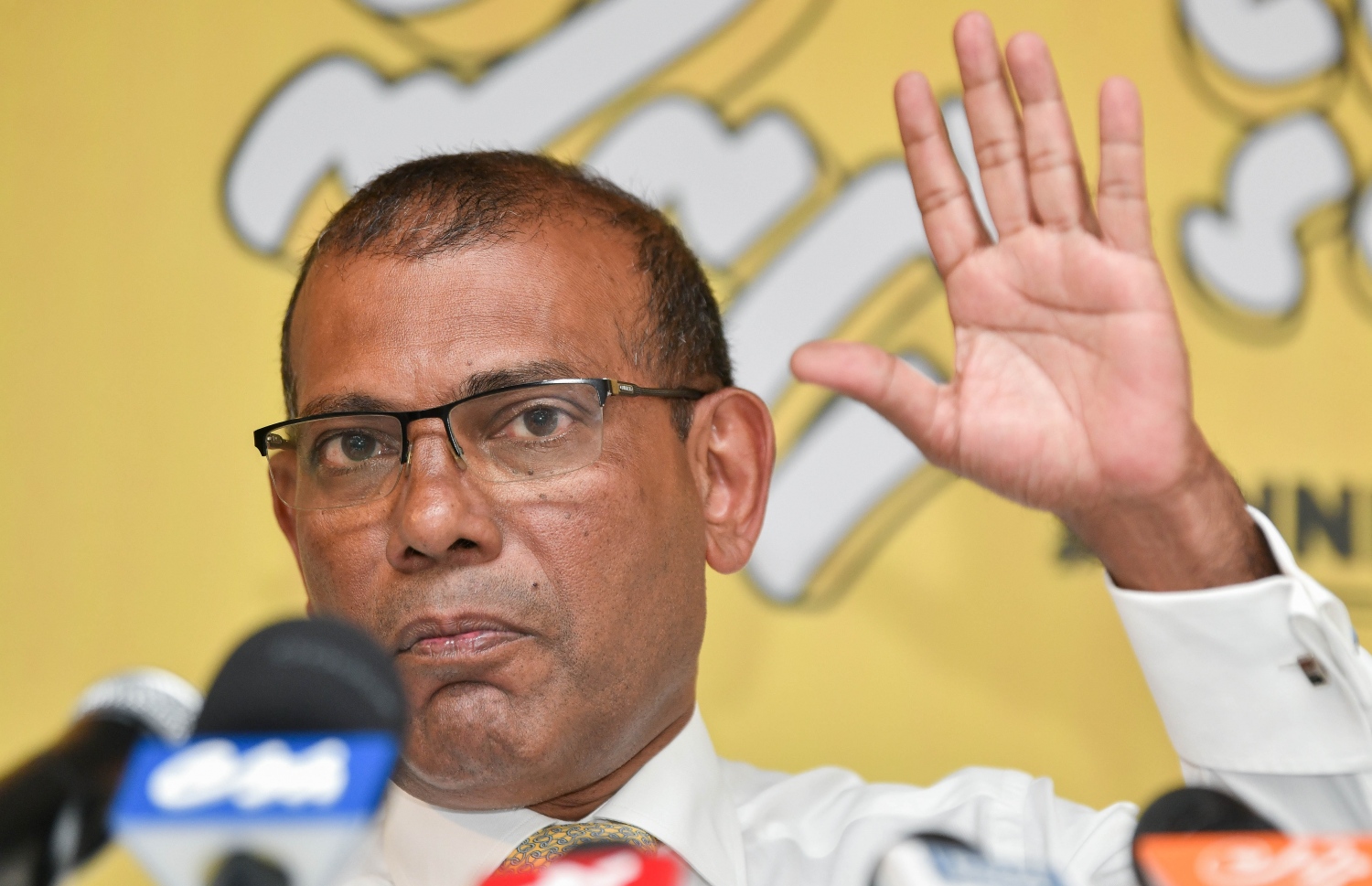 ރިޔާސީ ޕްރައިމަރީގައި ވާދަކުރައްވާ ނަޝީދު މިއަދު ބޭއްވެވި ޕްރެސް ކޮންފަރެންސްގައި ވާހަކަފުޅުދައްކަވަނީ.-- ފޮޓޯ: ފަޔާޒު މޫސާ | މިހާރު