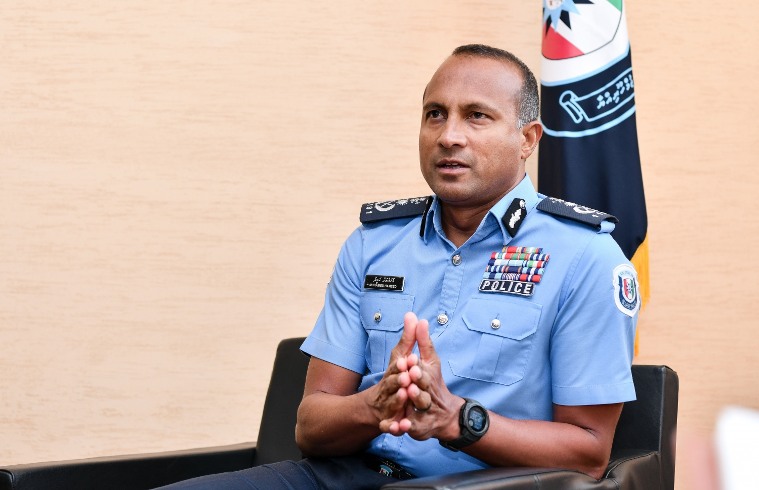 ޕޮލިސް ކޮމިޝަނަރު މުހައްމަދު ހަމީދު: ޓްރެފިކް މެނޭޖުކުރުމަށްވުރެ ފުލުހުންގެ ވަސީލަތްތައް ބޭނުންކުރުން މުހިންމު ކަމަށް ވިދާޅުވި. -- ފޮޓޯ: ފަޔާޒް މޫސާ/މިހާރު