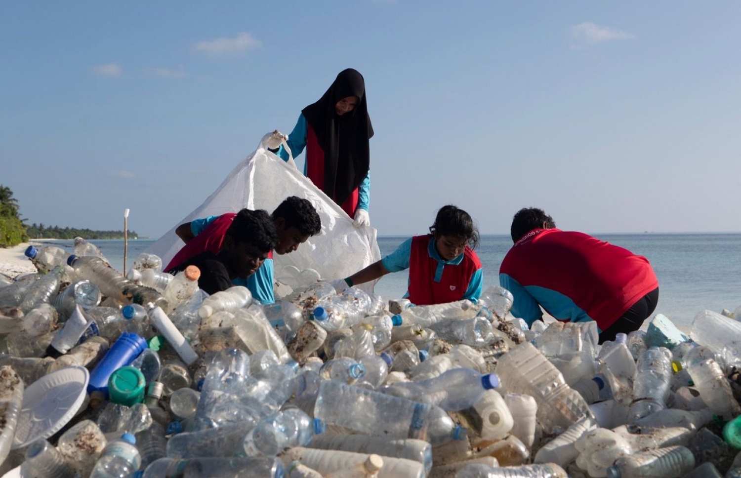 ޕާލޭ އިން މީގެ ކުރިން ސްކޫލުތަކަށް އަމާޒުކޮށް ބޭއްވި ހަރަކާތެއްގައި ކުދިންތަކެއް ޕްލާސްޓިކް ހޮވަނީ.-- ފޮޓޯ: ޕާލޭ މޯލްޑިވްސް