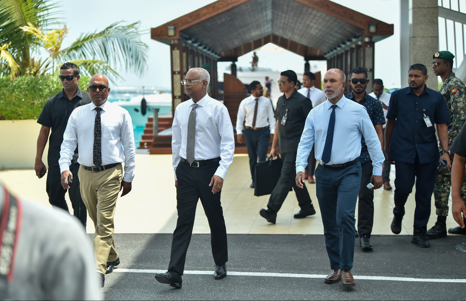 ހުޅުލެ- ޖޫން 19، 2023: މި އަހަރު ރާއްޖެއިން ހައްޖަށް ދާ މީހުންގެ ފަހު ގްރޫޕާ ބައްދަލު ކުރެއްވުމަށް ރައީސް އިބްރާހިމް މުހައްމަދު ސޯލިހު މިއަދު އެއާޕޯޓަަށް ވަޑައިގަންނަވަނީ.--  ފޮޓޯ: ރައީސް އޮފީސް