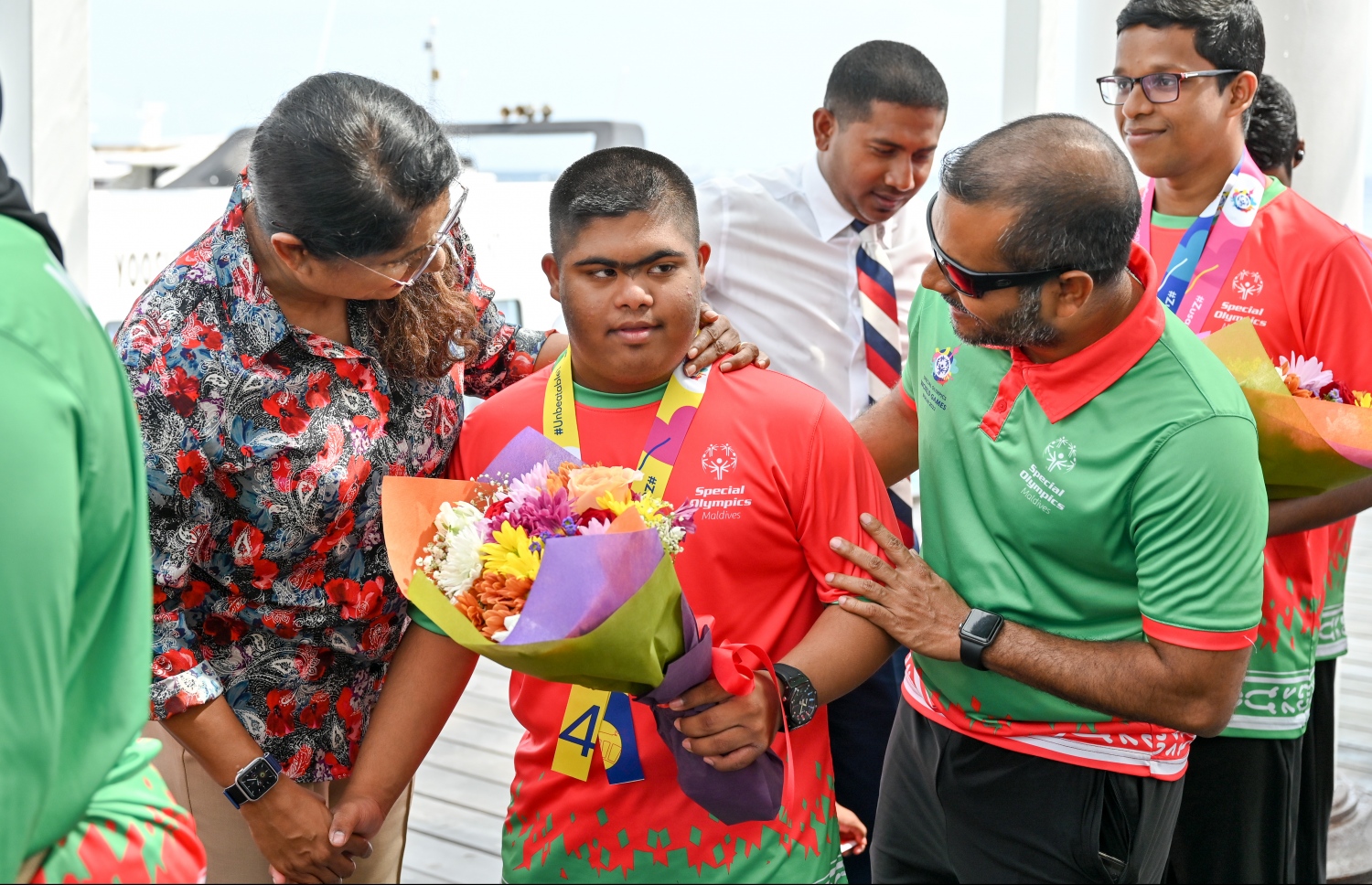 ރަން މެޑަލް ހޯދި އެތުލީޓުންނަށް ޑިފެންސް މިނިސްޓަރު މާރިޔާ އަހްމަދު ދީދީ މަރުހަބާ ވިދާޅުވަނީ --- ފޮޓޯ: ނިޝާން އަލީ | މިހާރު