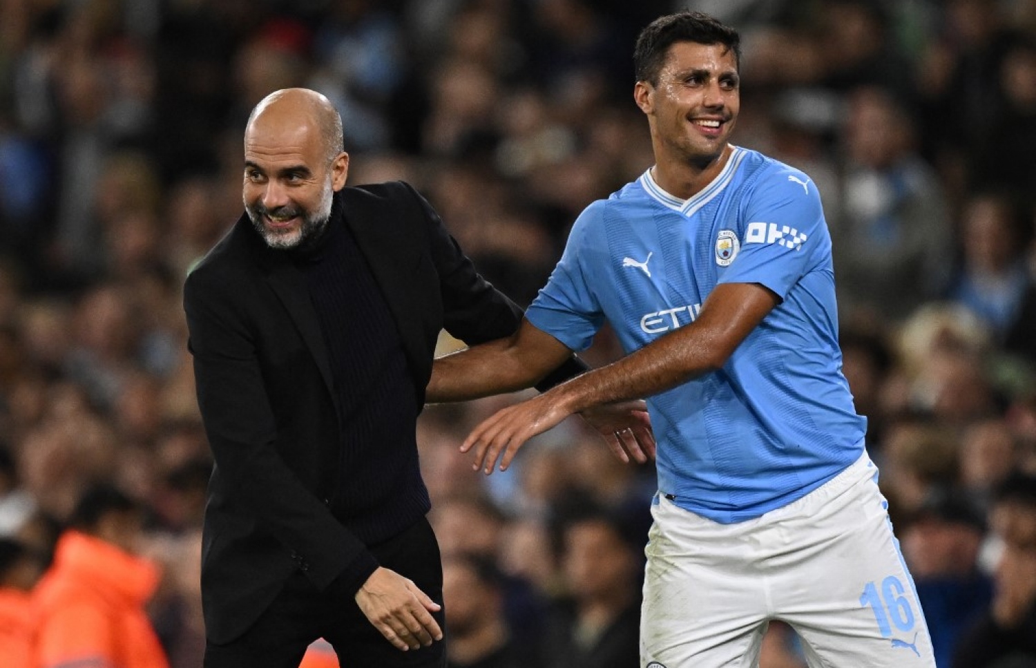 ރޭގެ މެޗުގައި ސިޓީ އަށް ގޯލު ޖަހައިދިން ރޮޑްރީ، ކޯޗު ގާޑިއޯލާ އާއެކު-- ފޮޓޯ: އޭއެފްޕީ