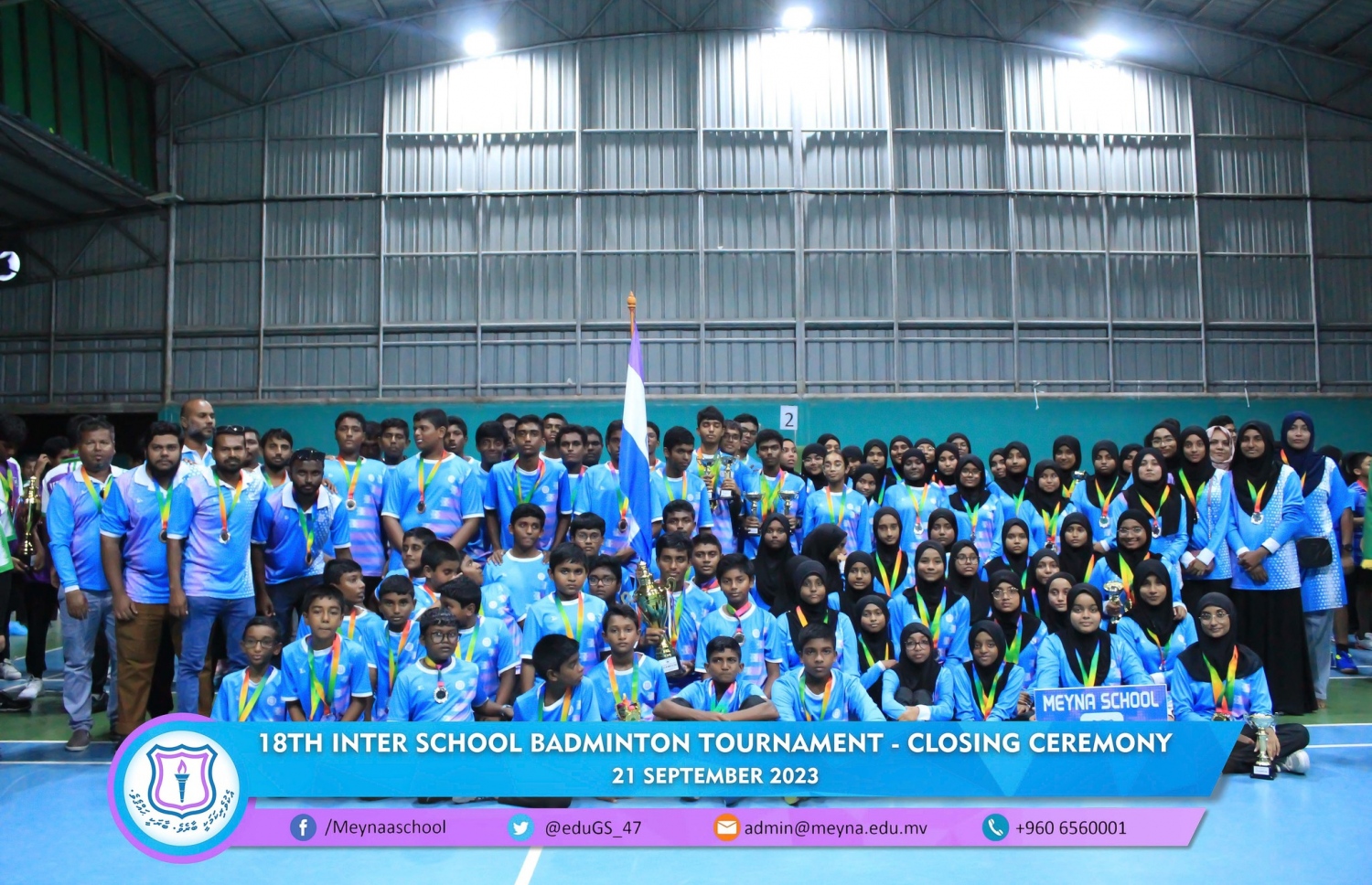 އިންޓަ ސްކޫލް ބެޑްމިންޓަން މުބާރާތުގައި ވާދަކުރި މޭނާ ސްކޫލުގެ ދަރިވަރުން.-- ފޮޓޯ: މޭނާ ސްކޫލް