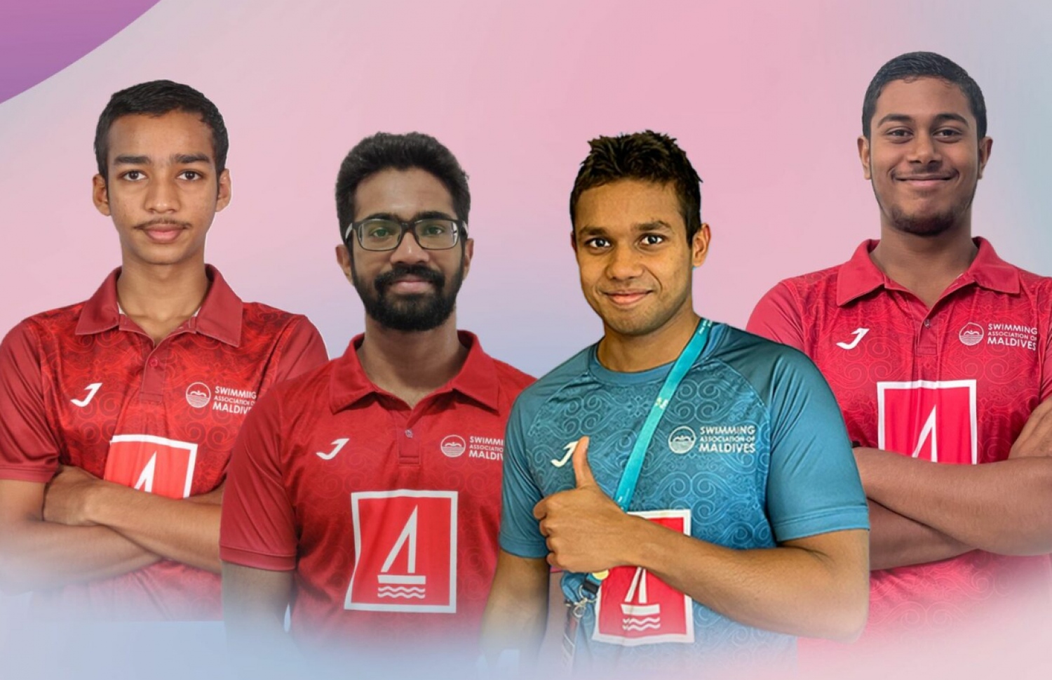 ފިރިހެނުންގެ 4 ގުނަ 100 މީޓަރު މެޑްލޭ ރިލޭ އިވެންޓުގައި ގައުމީ ރެކޯޑް އާކުރި ޓީމް؛ ރިހާން، މުބާލް، އިމްއާން، ނީގް.-- ފޮޓޯ: ސްވިމިން އެސޯސިއޭޝަން