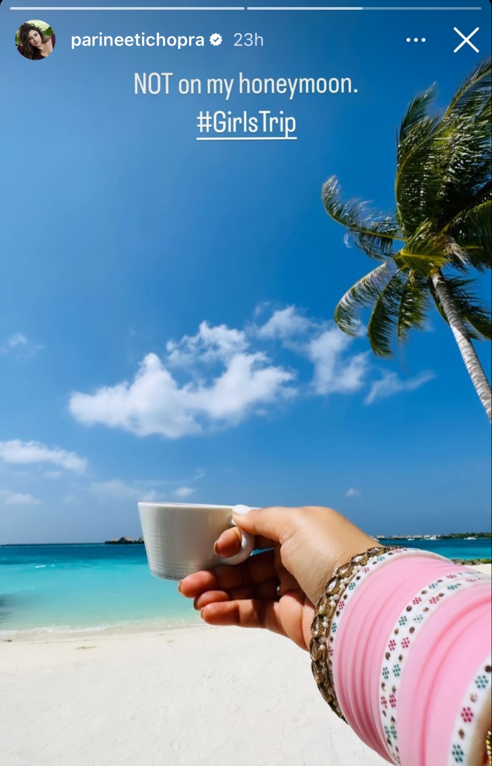 ޕަރިނީތީގެ އިންސްޓަގްރާމް ސްޓޯރީގައި ކުރި ޕޯސްޓެއް.