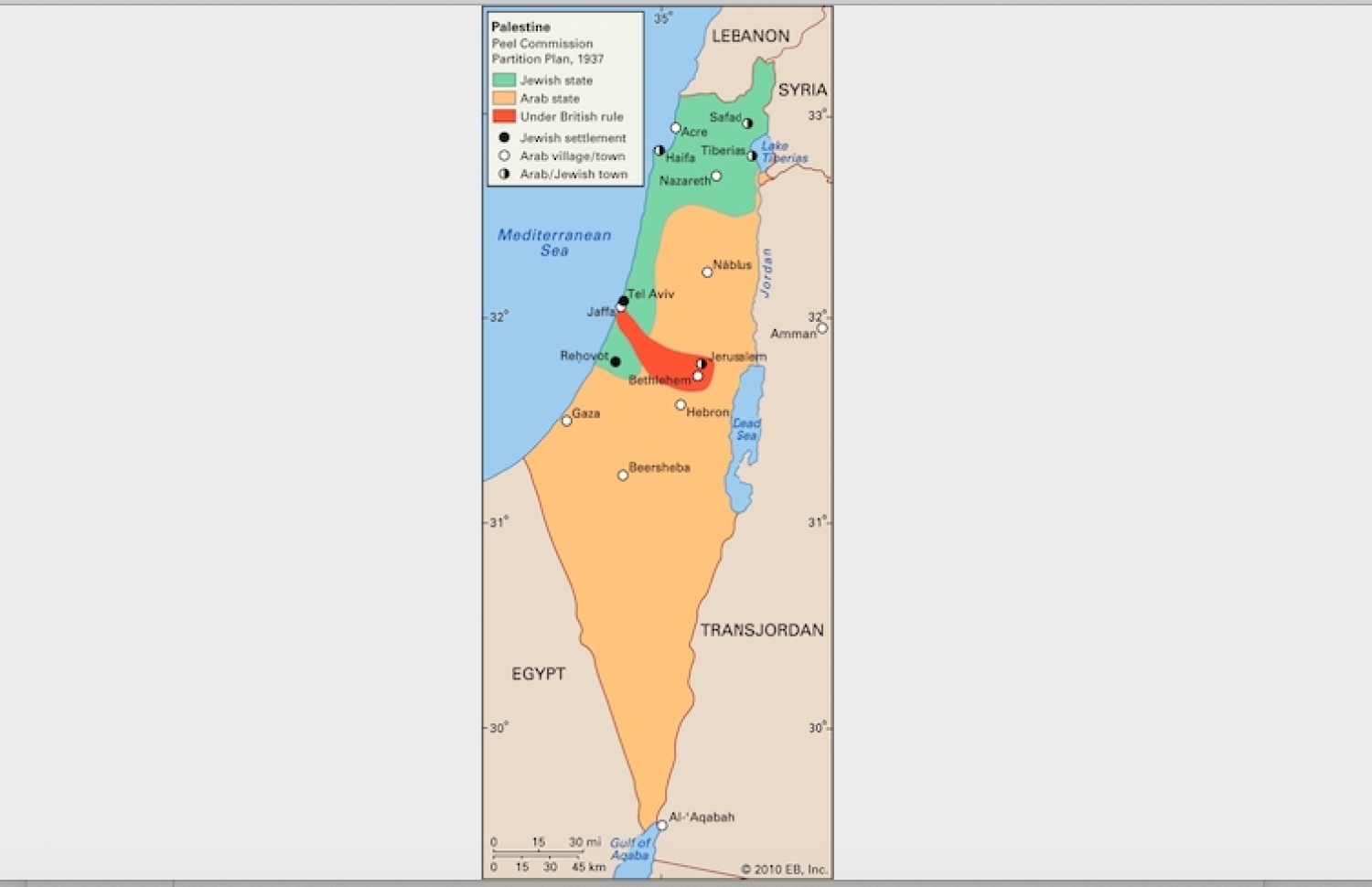 ޕީލް ކޮމިޝަނުން 1937 ގައި ފަލަސްތީނު ދެ ބައި ކުރުމަށް ނިންމި ގޮތް: ފެހި ކުލައިގެ ސަރަހައްދު ޔަހޫދީ ދައުލަތަށް ދޭން ނިންމި