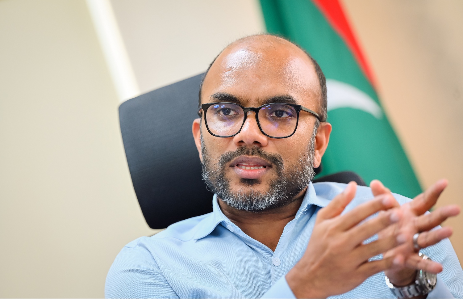 އަމީރު، "މިހާރު" އާ ވާހަކަ ދައްކަވަނީ -- ފޮޓޯ: ނިޝާން އަލީ/ މިހާރު