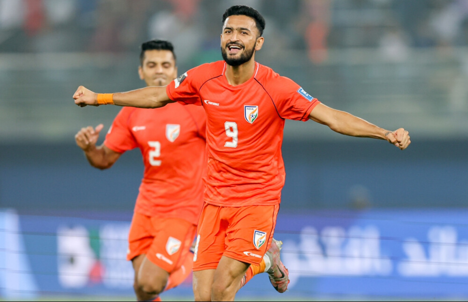 މަންވީރު ސިންގް އިންޑިއާ އަށް ގޯލު ޖަހައިދިނުމަށް ފަހު.-- ފޮޓޯ: އޭއެފްސީ