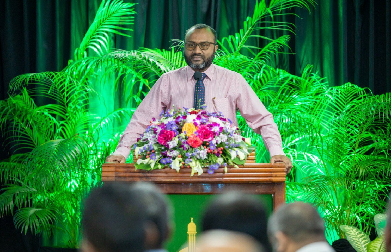 އިސްލާމިކް މިނިސްޓްރީގެ އިވެންޓެއްގައި މިނިސްޓަރު ޝަހީމް ވާހަކަދައްކަވަނީ.-- ފޮޓޯ: އިސްލާމިކް މިނިސްޓްރީ