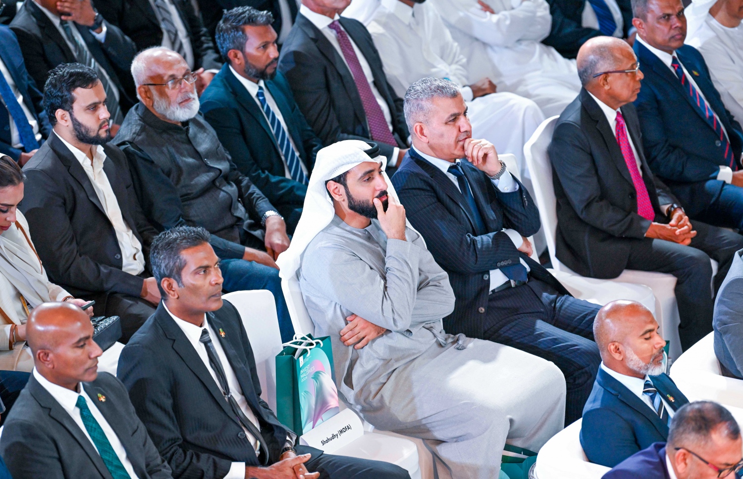 ރާއްޖޭގައި ހުރި އިންވެސްޓްމަންޓުތަކުގެ ފައި ފުރުސަތުތައް ދައްކާލުމަށް ރާއްޖޭގެ ފަރާތުން ދުބާއީގައި ބޭއްވި އިންވެސްޓް މޯލްޑިވްސް 2024 ދުބާއީ ފޯރަމް .-- ފޮޓޯ: ރައީސް އޮފީސް