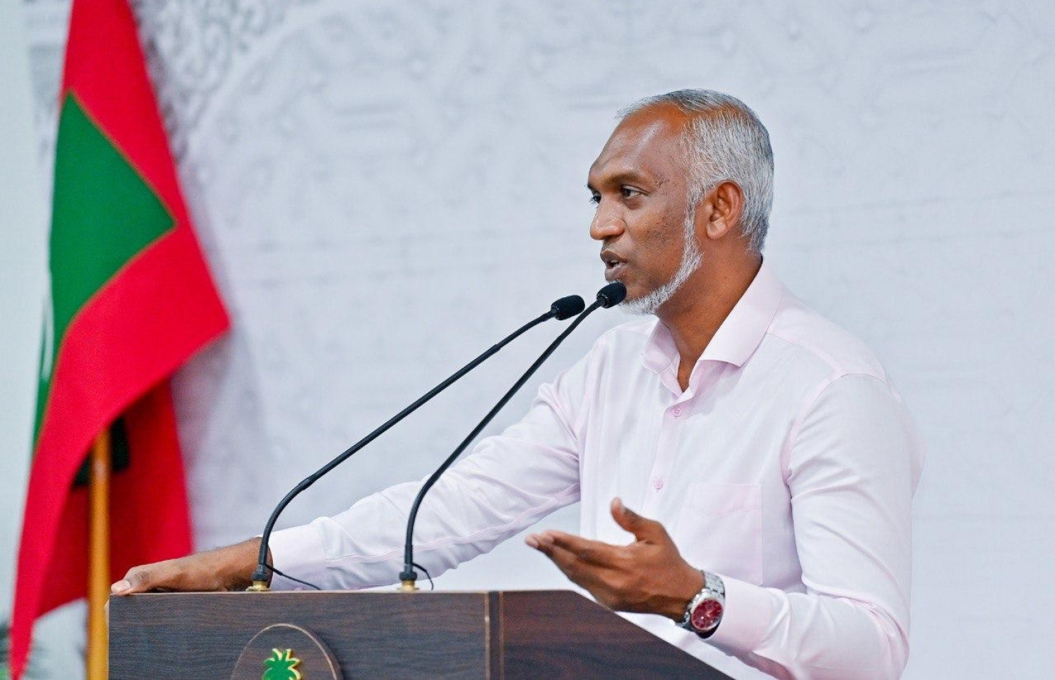 ރައީސް ޑރ. މުހައްމަދު މުއިއްޒު، ނ. މަނަދޫގައި ބޭއްވި ޖަލްސާގައި ވާހަކަދައްކަވަނީ.-- ފޮޓޯ: ރައީސް އޮފީސް