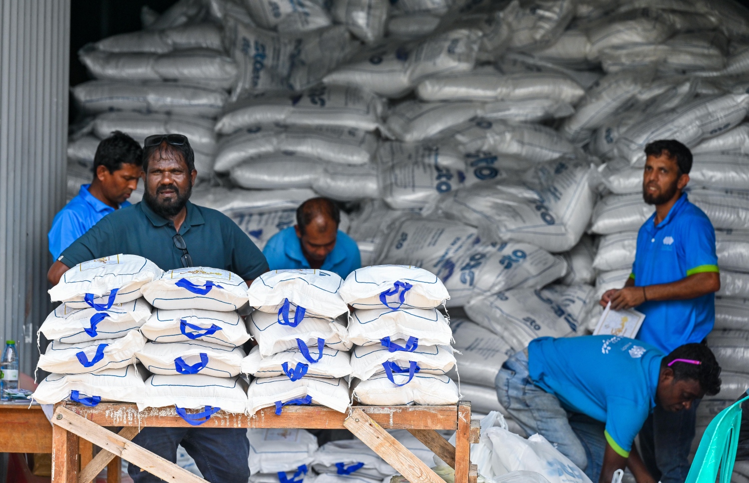 ގޭބިސީތަކަށް ކާޑުގެ ބާވަތްތައް ބެހުމަށް މާލެ ސިޓީ ކައުންސިލް މުވައްޒަފުން ތައްޔާރަށް: ކޮންމެ ގޭބީސީއަކަށް 10 ކިލޯގެ ހަނޑޫ އަދި 10 ކިލޯގެ ފުށް ބަސްތާއެއް ލިބޭނެ.--- ފޮޓޯ: ފަޔާޒު މޫސާ | މިހާރު