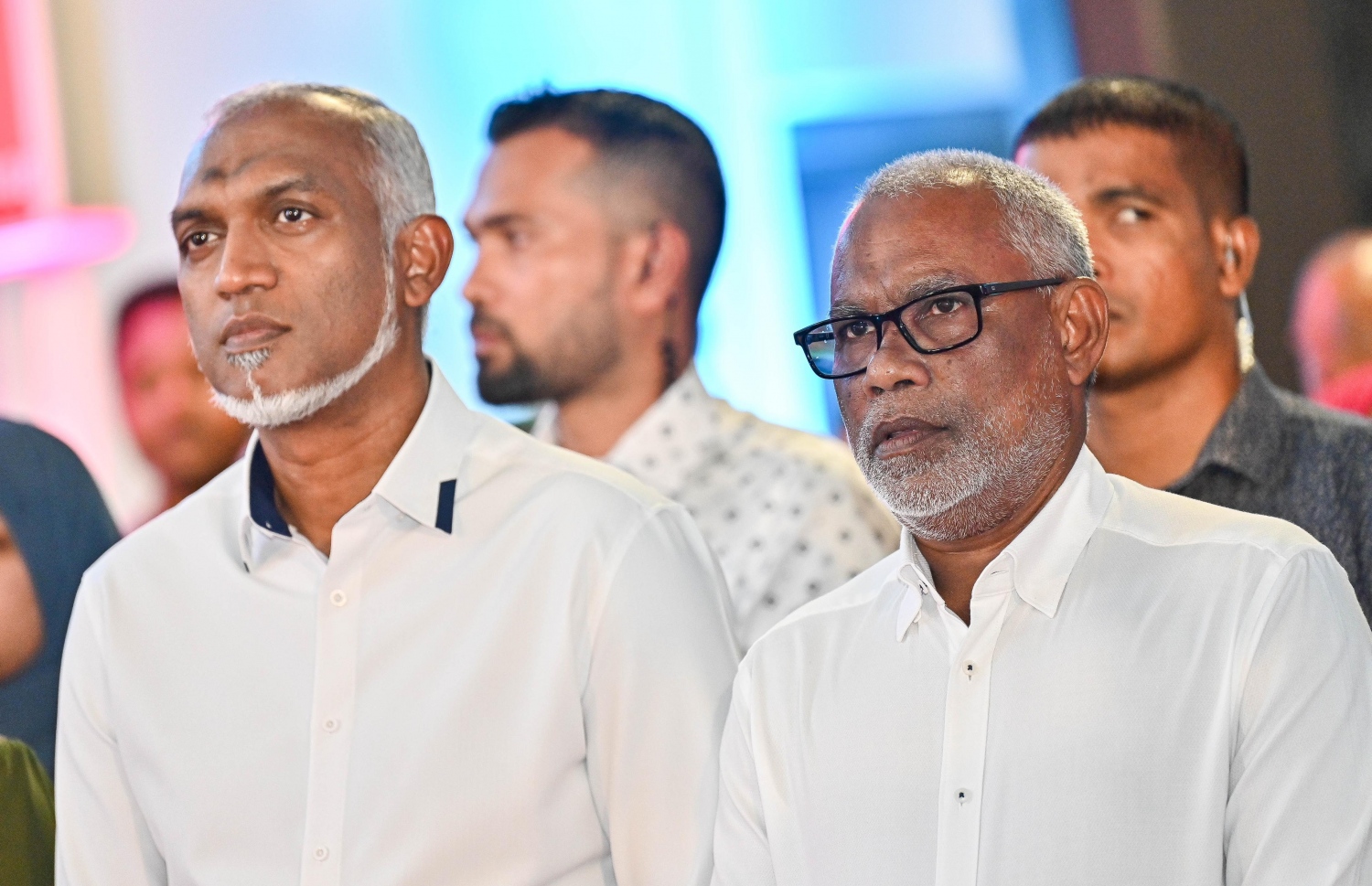 މަޖިލީހުގެ ރައީސް، ރައީސް މުއިއްޒާއެކު.-- ފޮޓޯ: ފަޔާޒު މޫސާ/ މިހާރު
