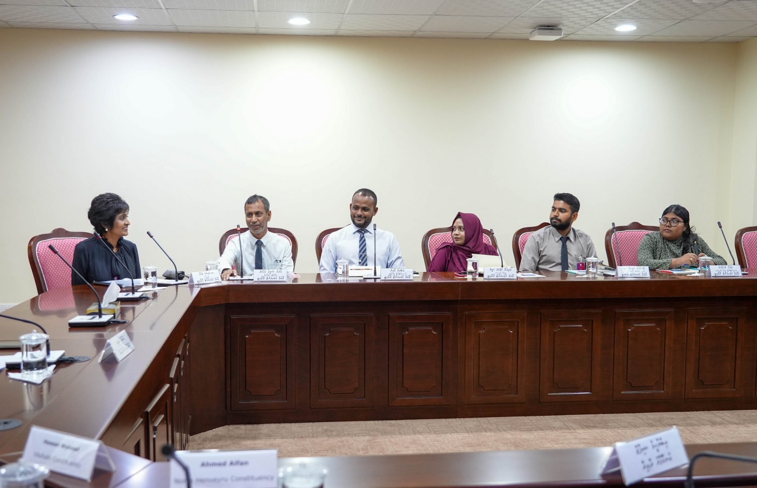 ލާމަރުކަޒީ ކޮމިޓީއާއެކު، އެލްޖީއޭއިން ބޭއްވި ބައްދަލުވުމުގައި، އެ އޮތޯރިޓީގެ އިސްވެރިން ބައިވެރިވެވަޑައިގަންނަވަނީ.-- ފޮޓޯ: މަޖިލިސް