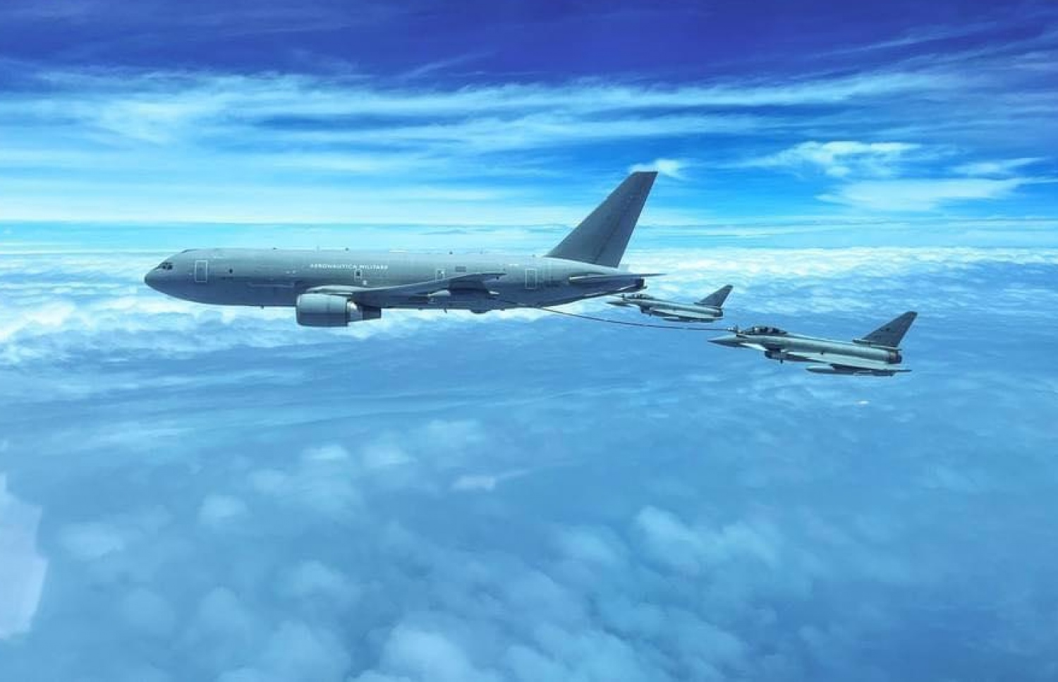 އިޓަލީގެ މިލިޓަރީ ޖެޓްތައް ރާއްޖެ މަތިން އުދުހިފައި ދަނީ.-- ފޮޓޯ:  އެރޮނޯޓިކާ މިލިޓަރީ/ އިޓަލީ