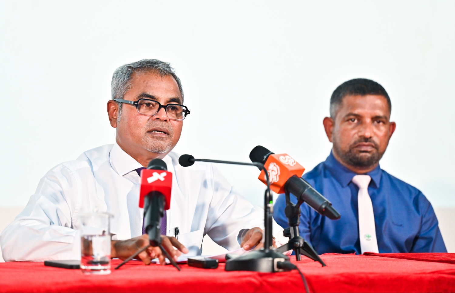 ތިމާވެއްޓާ ބެހޭ މިނިސްޓްރީން ބޭއްވި ޕްރެސް ކޮންފަރެންސްގައި މިނިސްޓަރު ތޯރިގް އިބްރާހިމް ވާހަކަދައްކަވަނީ.-- ފޮޓޯ: ފަޔާޒް މޫސާ | މިހާރު