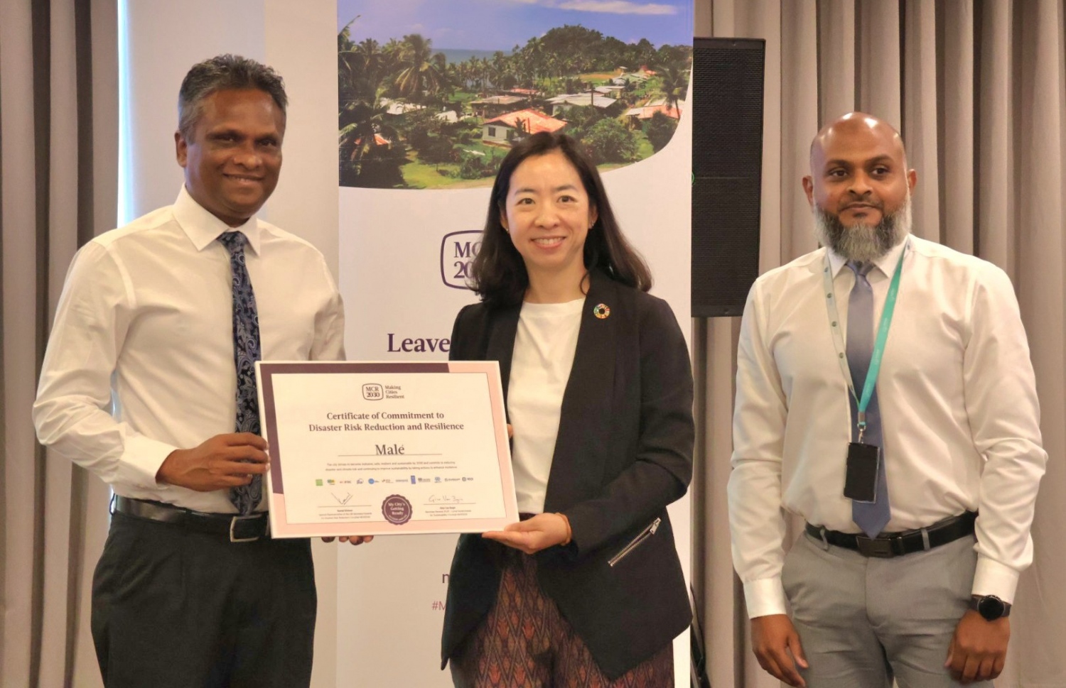 މޭކިން ސިޓީން ރެސިލިއެންޓް (އެމްސީއާރު) 2030 އިފްތިތާހުކުރުމަށް މިއަދު ބޭއްވި ރަސްމިއްޔާތުގެ ތެރެއިން -- ފޮޓޯ: އެންޑީއެމްއޭ