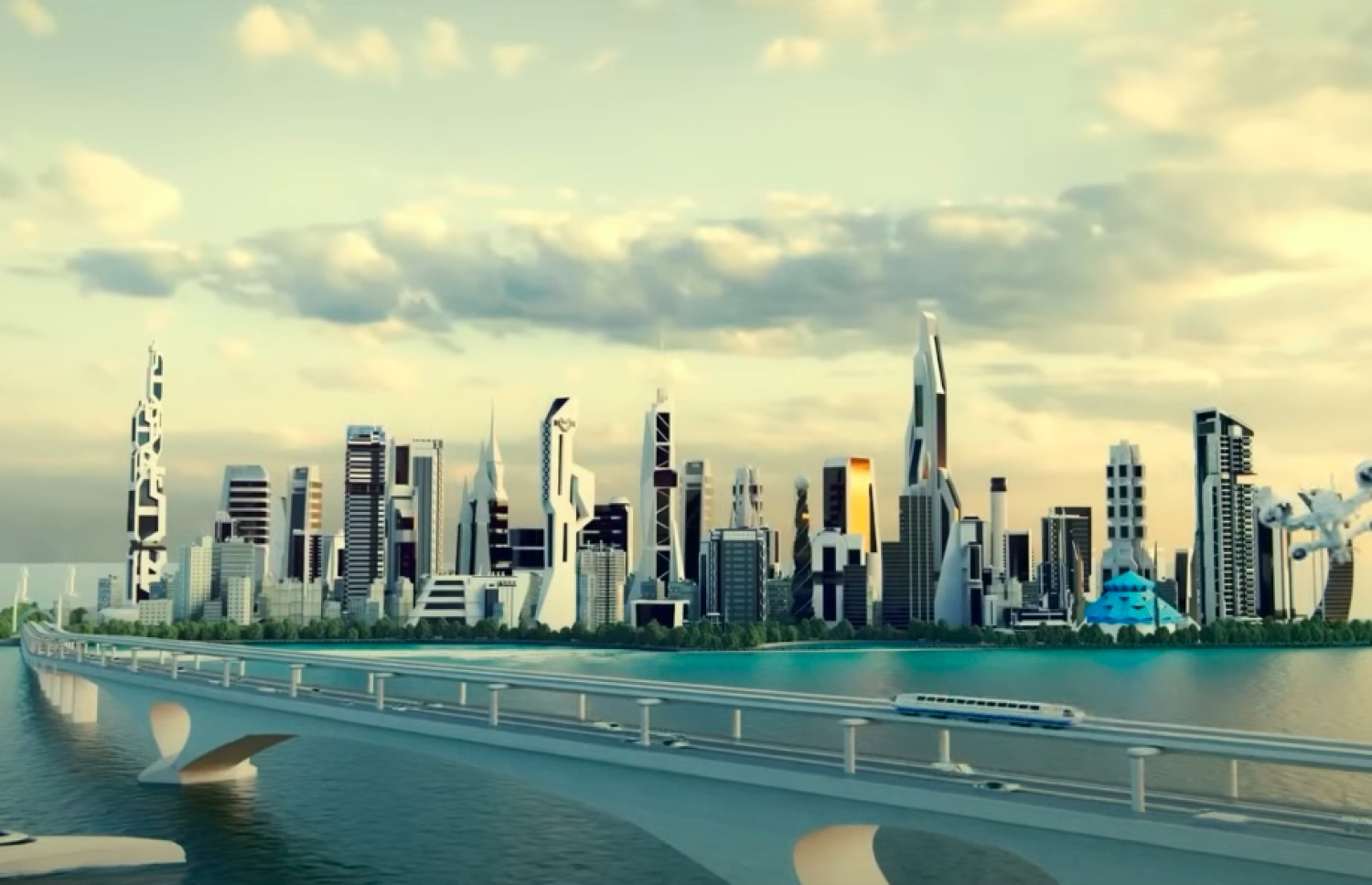 "ރޮބޯމޭން: ދަ މޫވީ"ގައި ދައްކާ މާލޭގެ ފިކްޝަނަލް މަންޒަރެއް: މިއީ 2040 ވަނަ އަހަރު މާލެ އޮންނާނެ ގޮތުގެ ހިޔާލީ މަންޒަރެއް.