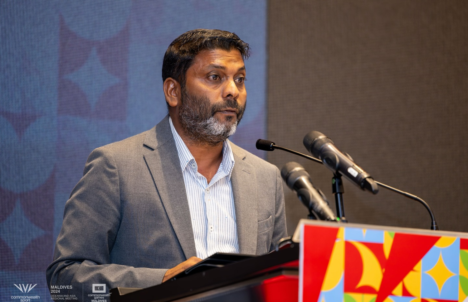 ސީޖީއެފް ބައްދަލުވުން ފެށުމުގެ ރަސްމިއްޔާތުގައި ރާފިއު ވާހަކަ ދައްކަވަނީ --- ފޮޓޯ: އެމްއޯސީ