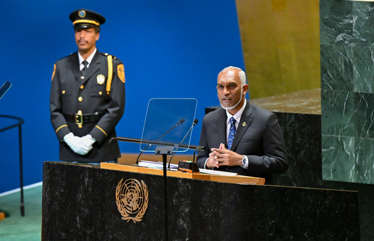 ރައީސް މުއިއްޒު އދ. ގެ އާންމު މަޖިލިހުގެ 79 ވަނަ ސެޝަންގައި އިއްޔެ ތަގުރީރު ކުރައްވަނީ.