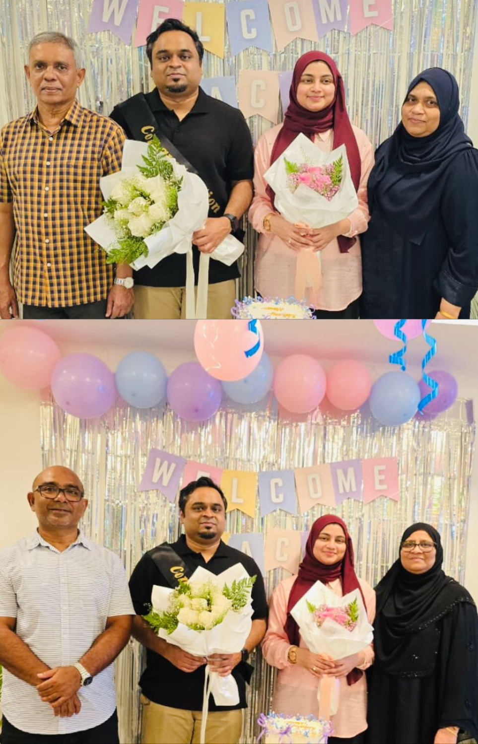 އިސްނީންގެ އޭނާގެ މަންމަ އާއި ބައްޕަ އަދި އަނބިކަނބަލުންގެ މަންމަ އާއި ބައްޕައާ އެކު.