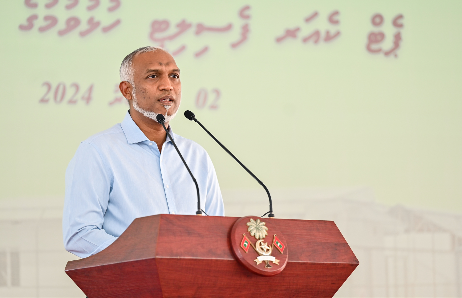 ހުޅުމާލެ 2 ގައި ހެދި ބުޅާ ފެސިލިޓީ ހުޅުވުމުގެ ރަސްމިއްޔާތުގައި ރައީސް ޑރ. މުހައްމަދު މުއިއްޒު ވާހަކަފުޅު ދައްކަވަނީ -- ފޮޓޯ: ފަޔާޒު މޫސާ | މިހާރު