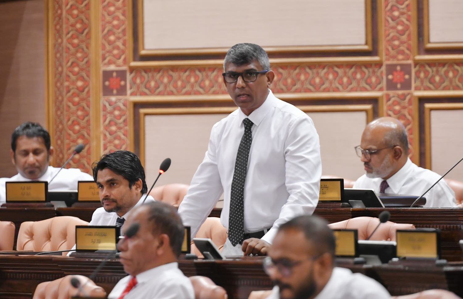 މަޖިލީހުގެ ޖަލްސާއެއްގައި ހަންނާން ވާހަކަ ދައްކަވަނީ.- ފޮޓޯ: ރައްޔިތުންގެ މަޖިލިސް