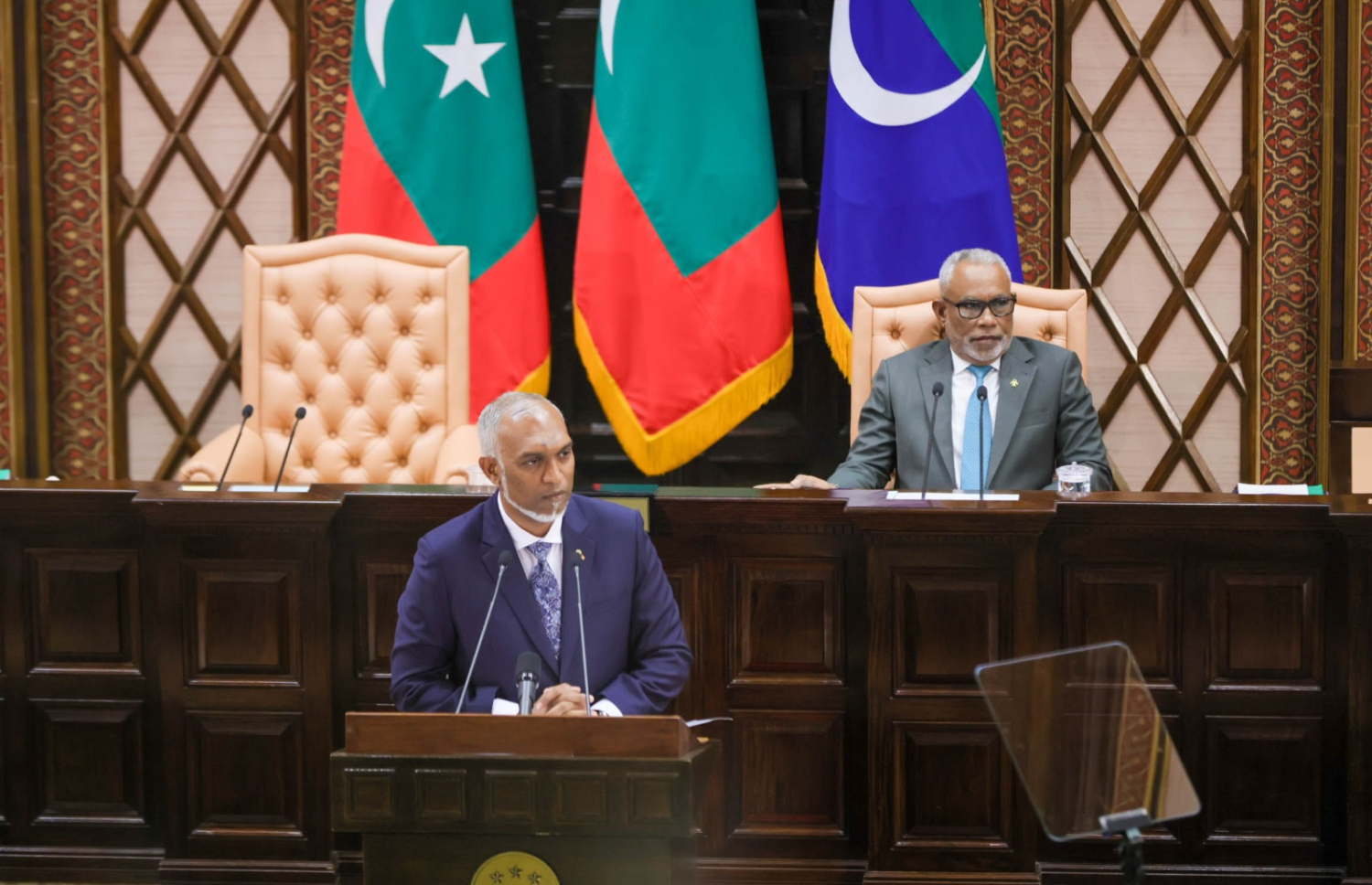 ރައީސް މުއިއްޒު ރައްޔިތުންގެ މަޖިލިހަށް މިއަދު ރިޔާސީ ބަޔާން އިއްވަވަނީ .---ފޮޓޯ: މަޖިލިސް