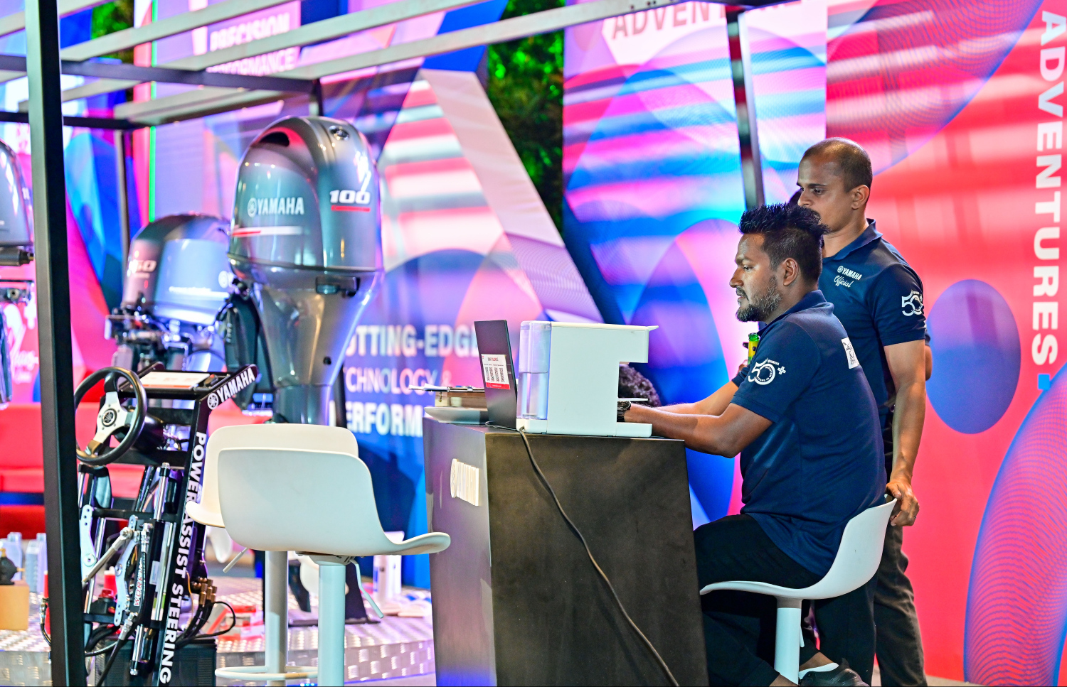 މެރިން އެކްސްޕޯގައި ހުރި ޔަމަހާގެ ސްޓޯލް. -- ފޮޓޯ: ފަޔާޒް މޫސާ | މިހާރު