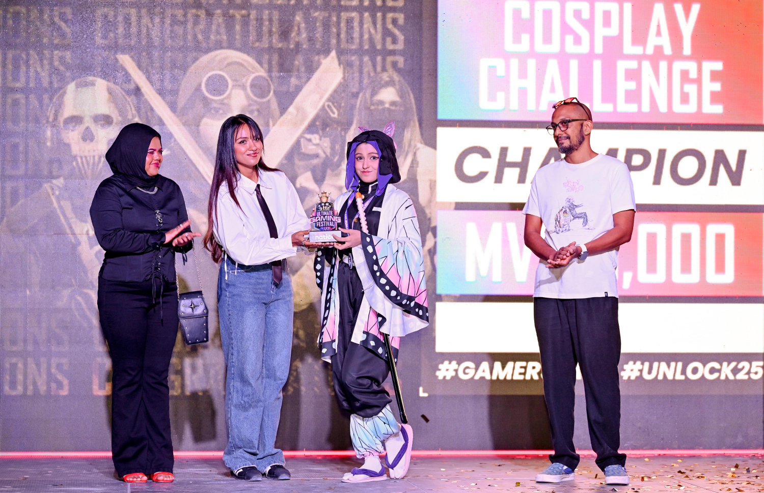 އެ މުބާރާތުގައި ކޮސްޕްލޭގެ އެއް ވަނަ ހޯދި އައިޝަތު ހުމައިސާ ބިންތި ޔޫސުފް.-- ފޮޓޯ: ނިޝާން އަލީ | މިހާރު