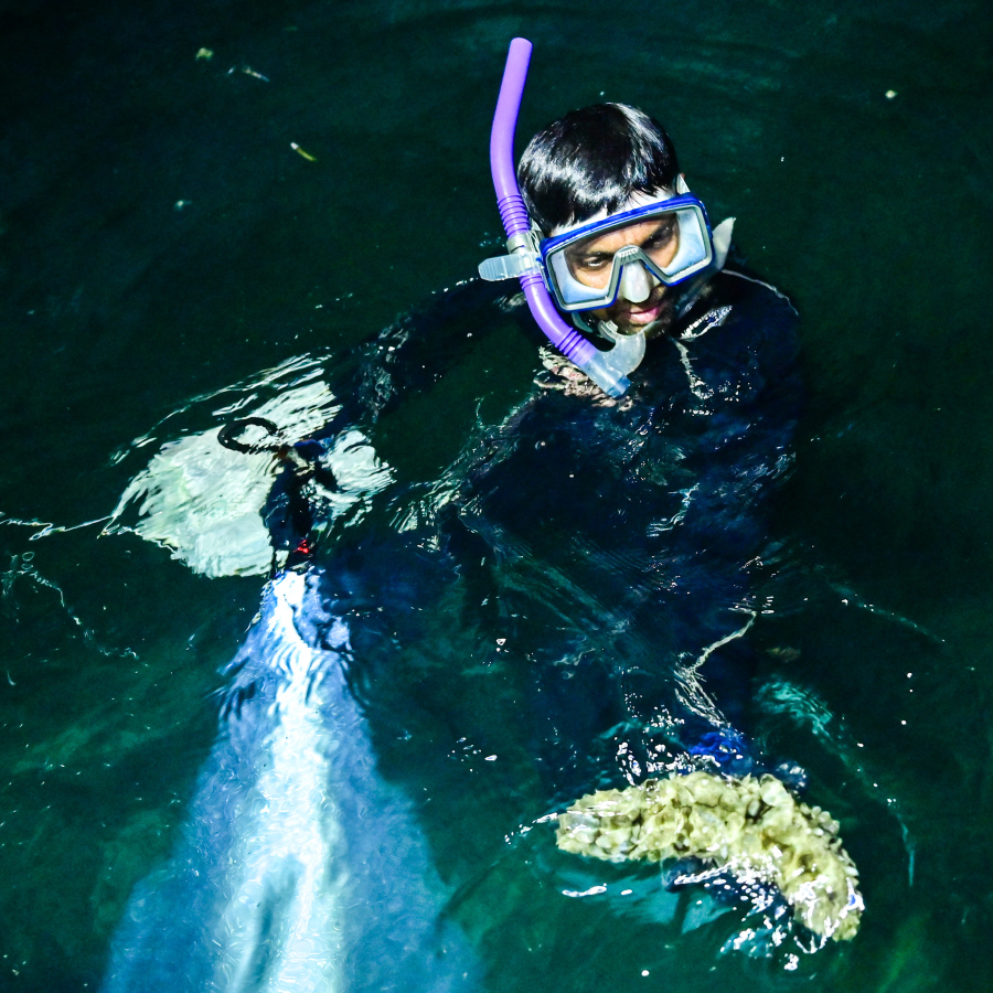 އަފްރާހް ހުއިފިލަނޑާ ނަގަން ފީނަނީ. އޭނާ އަށް ދުވާލެއްގެ ހާހެއްހާ ރުފިޔާ އެ މަސައްކަތުން ލިބޭ--- ފޮޓޯ: ފަޔާޒް މޫސާ / މިހާރު