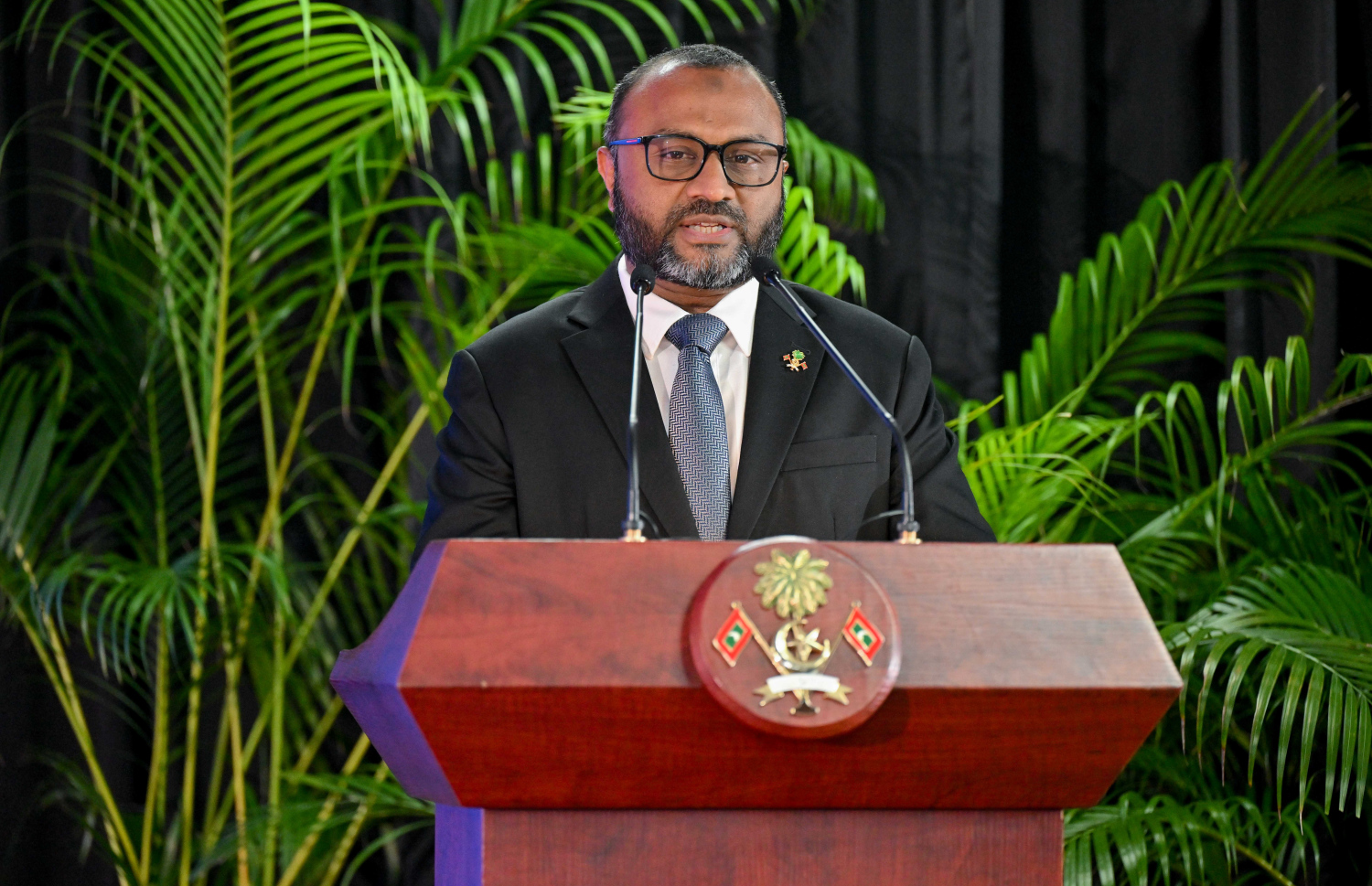 ހާފިޒުން ދަސްވެނިވުމަށް ހާއްސަކޮށް ރާއްޖޭގައި ބޭއްވި ފުރަތަމަ ހަފުލާގައި އިސްލާމިކް މިނިސްޓަރު ޑރ. ޝަހީމް ވާހަކަ ދައްކަވަނީ.-- ފޮޓޯ: ރައީސް އޮފީސް