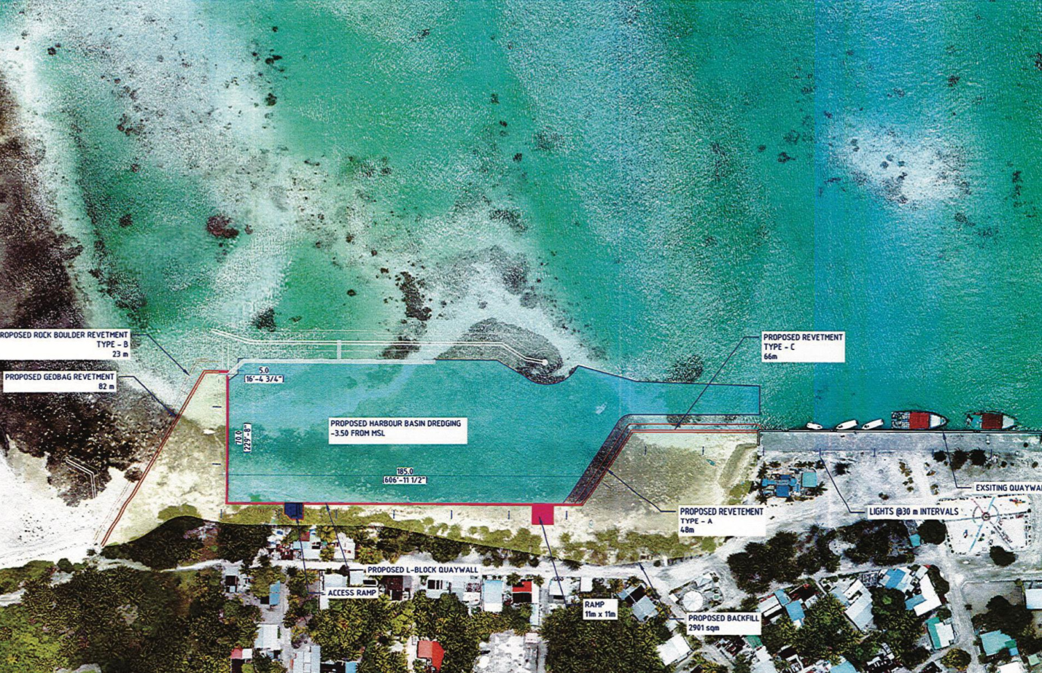 ފިޔޯރީގެ ބަނދަރު އަލުން ތަރައްގީ ކުރާނެ ގޮތުގެ ޕްލޭން ފެންނަ ފޮޓޯއެއް.