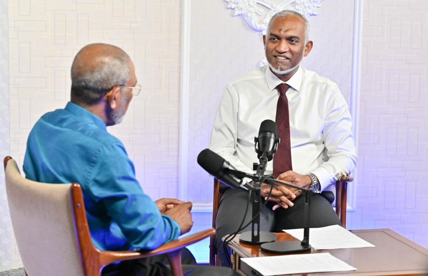 ރައީސް މުއިއްޒު ޕޮޑްކާސްޓުގައި މިއަދު ވާހަކަފުޅު ދައްކަވަނީ.--- ފޮޓޯ: ރައީސް އޮފީސް