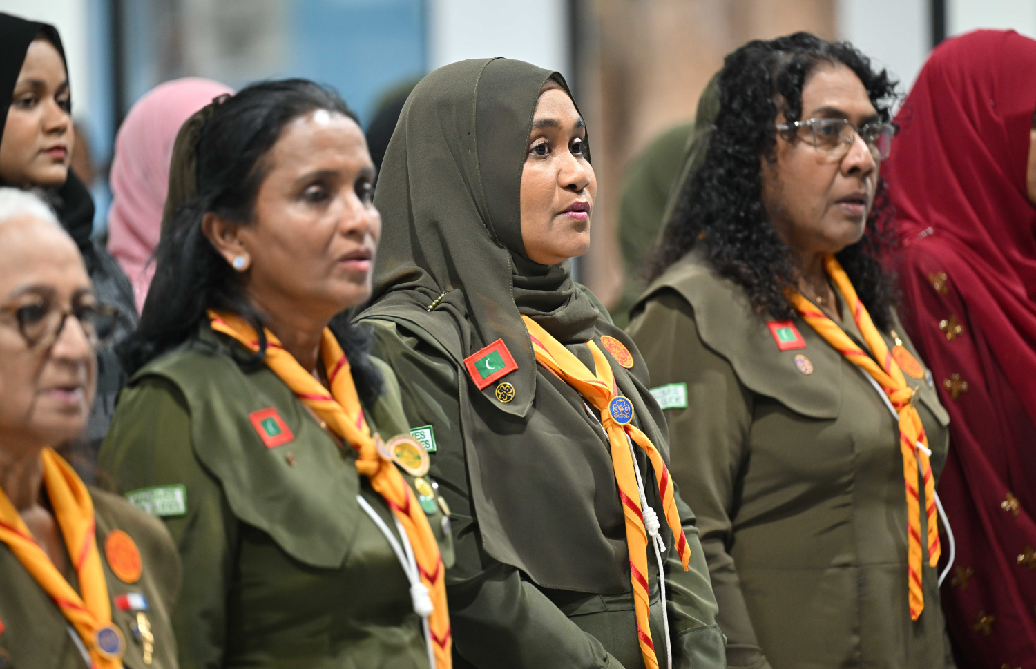 މޯލްޑިވްސް ގާލްގައިޑްސް އެސޯސިއޭޝަންގެ 2024 ވަނަ އަހަރުގެ އަހަރީ އާންމު ޖަލްސާގައި ފަސްޓް ލޭޑީ ސާޖިދާ މުހައްމަދު (މ) ބައިވެރިވެ ވަޑައިގަންނަވަނީ. -- ފޮޓޯ: ރައީސް އޮފީސް