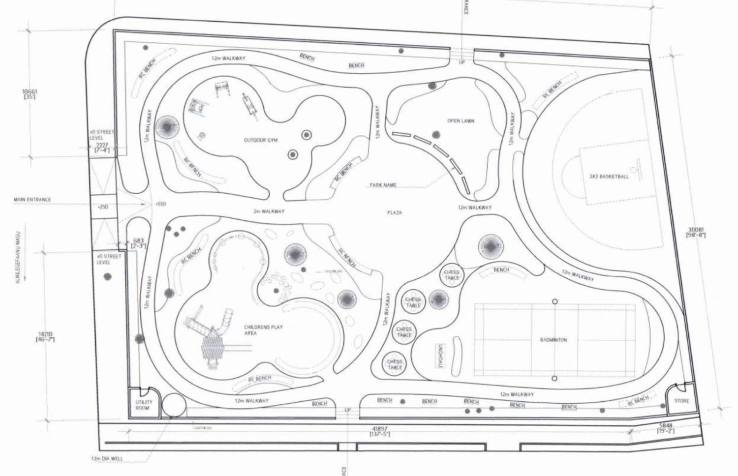 ސިޓީ ޕާކު ތަރައްގީކުރާނެ ގޮތް ދައްކައިދޭ ކުރެހުމެއް. -- ފޮޓޯ: މާލެ ސިޓީ ކައުންސިލް