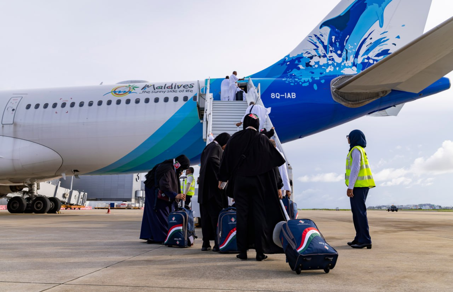 ރާއްޖޭގެ ގައުމީ އެއާލައިން، މޯލްޑިވިއަންގައި މިއަދު ހައްޖަށް ބަޔަކު ފުރަނީ.-- ފޮޓޯ: އިސްލާމިކް މިނިސްޓްރީ