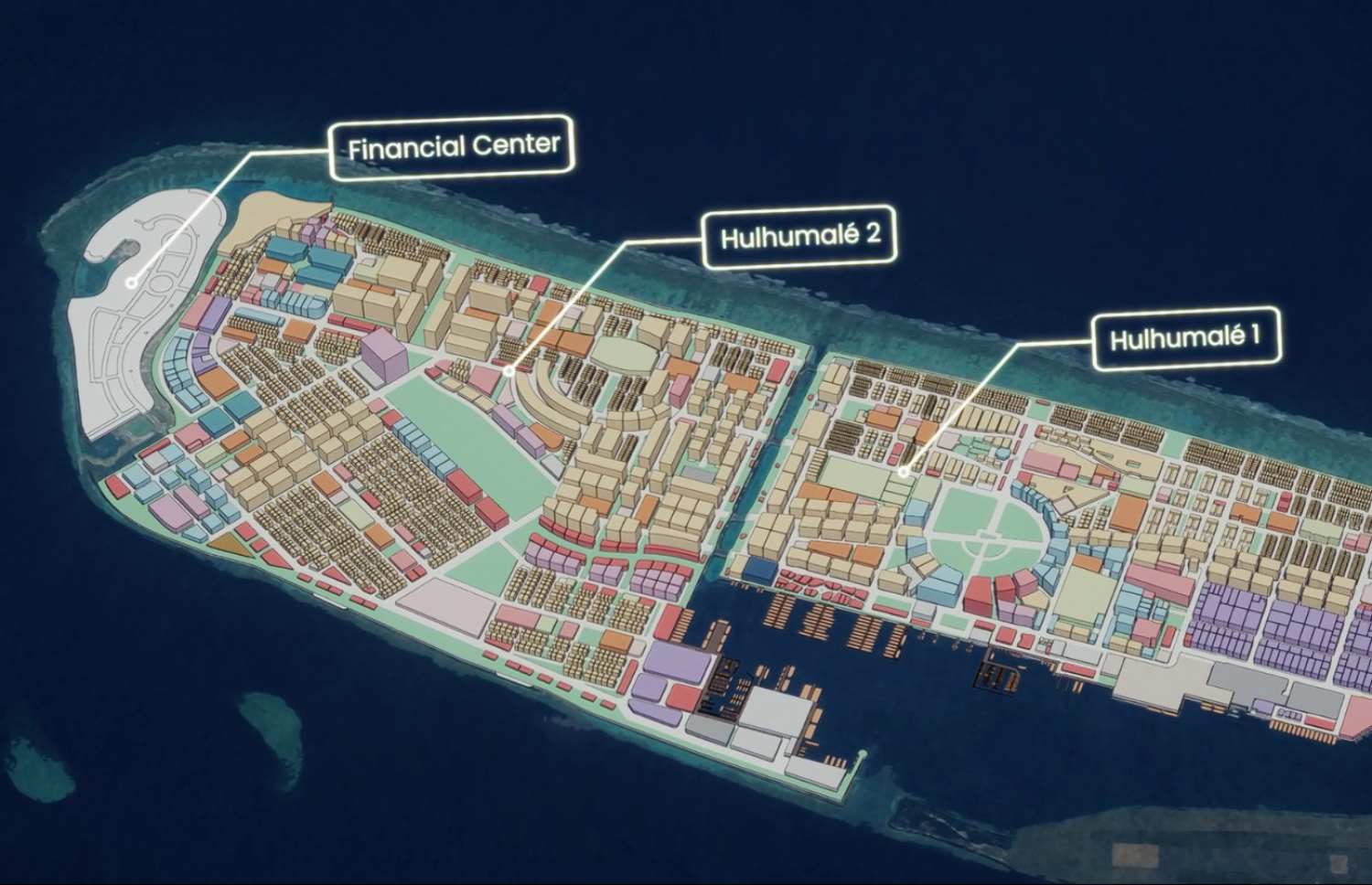 ހުޅުމާލޭގެ އާ މާސްޓަޕްލޭންގެ ދަށުން ގެންނަ ބަދަލުތައް ފެންނަ ތުރީޑީ ޑިޒައިން.-- ފޮޓޯ: އެޗްޑީސީ