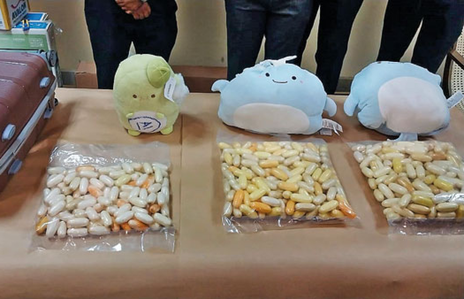 ސްރީ ލަންކާގެ މައި އެއާޕޯޓް ކަމަށްވާ ބަންޑާރަނައިކަ އިންޓަނޭޝަނަލް އެއާޕޯޓަށް އައި ތައިލެންޑު އަންހެނެއްގެ އަތުން މަސްތުވާތަކެތި ފެނުނު ސޮފްޓް ޓޯއީސްތަކާއި އޭގައި ހުރި މަސްތުވާތަކެތި.