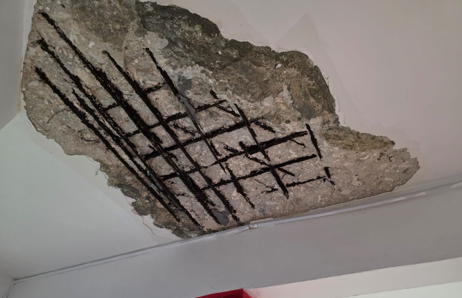 އިސްކަންދަރު ސްކޫލްގައި ވީރާނާވެ، ބޮލަށް ވެއްޓެން ކައިރިވެފައިވާ ދެ ބުރީގެ އިމާރާތުގެ ފުރަތަމަ ފްލޯގެ ޝީޓް ކަނޑައިގެން ގޮސް ވެއްޓެން ކައިރި ވެފައި: މިދިޔަ ނުވަ އަހަރު ވީއިރު ވެސް މި ތަނާ އަޅާލި ބައެއް ނެތް.