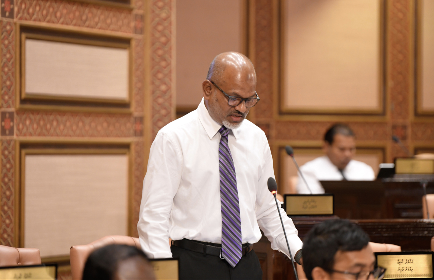 ރައްޔިތުންގެ މަޖިލީހުގެ ޖަލްސާއެއްގައި މެމްބަރު ނާޒިމް ވާހަކަ ދައްކަވަނީ.